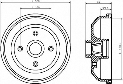 HELLA PAGID 8dt355301551 -  Тормозной барабан